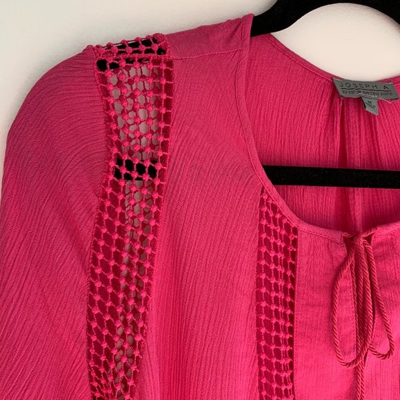 NWT Joseph A boho blouse - crochet crinkle top - Picture 4 of 10